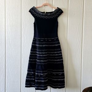 Ted Baker Romarni Off The Shoulder Flare Ribbed Knit Exposed Gold Zipper Black 6